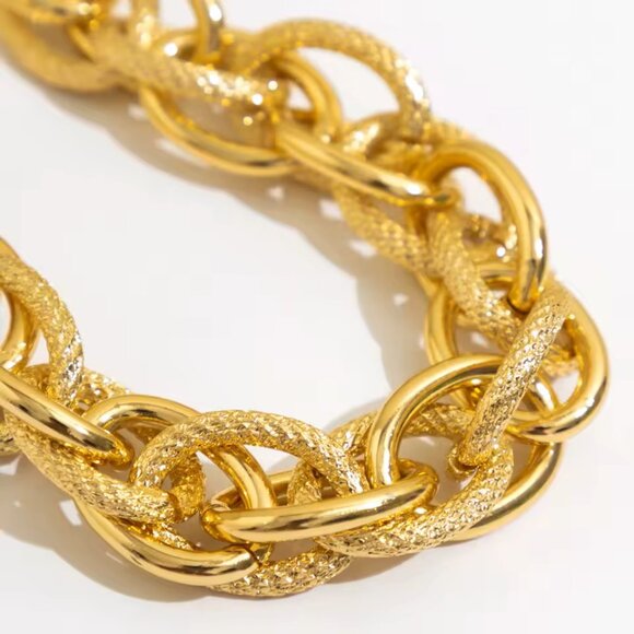 Chunky Choker Necklace - Party Cuban Link Chain Double O Link Necklaces Hip-hop - Picture 9 of 12